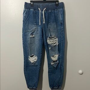 Celebrity Pink Distressed Jogger Jeans